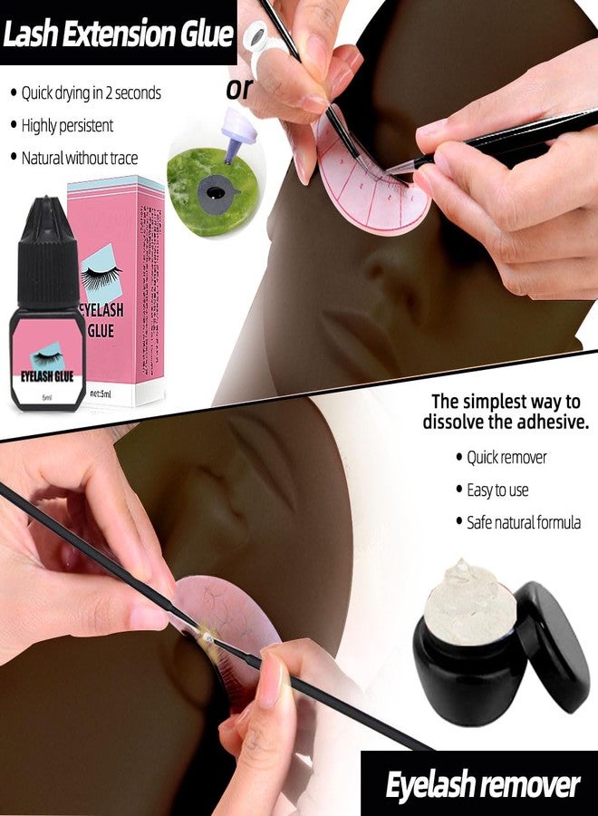 DNSGOOR Lash Extension Kit Professional Eyelash Extensions Practice Set with Mannequin Head Removable Eyelids USB Lash Fan Individual False Eyelash Shampoo Brush Glue Practical Tools for Beginners - Image 5